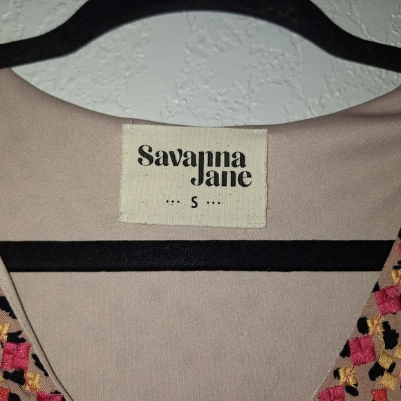 Savanna Jane Cheetah Print V-Neck  Dress S Embroidered - Picture 7 of 10
